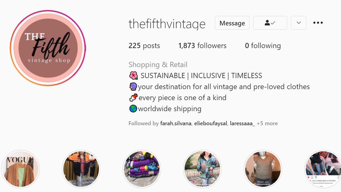 1) @ thefifthvintage on instagram. Much more sustainable than fast fashion and has one of a kind, vintage pieces! Owned by tik tok star ;)  @Sleepyyyunicorn