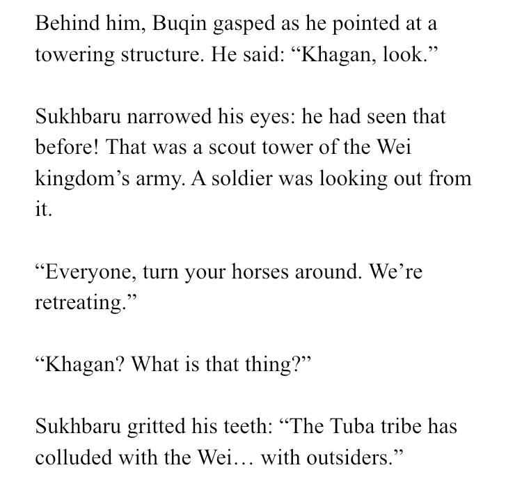 only 5 chapters into JWQS + already so staunchly on the side of the nomadic plains people i fully gasped like “i can’t BELIEVE the Tuba tribe has sided with the Wei Kingdom and broken the winter ceasefire!”