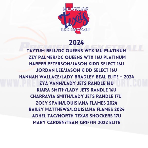 PBRhoops's tweet photo. Reviewing the 📝🏀🤓 from
#HofTx💙🏀..
We have some @AthleteVision_ 🎞 to review, but here is the initial 2️⃣0️⃣2️⃣4️⃣ 🔥⛹🏽♀️ list ⬇️
Tag/Share and we’ll RT the 💙🏀
#PremierLook https://t.co/Hr3VzuhrKK