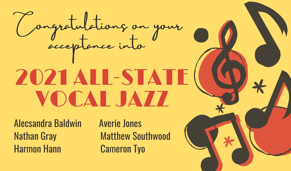northchoirdept's tweet photo. Congratulations to our 6 representatives who were selected for participation in the 2021 Indiana All-State Vocal Jazz Ensemble this summer in Indianapolis!🎤 https://t.co/mzlrEMKqRT