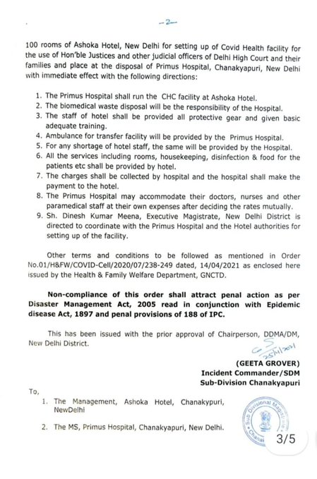 ndtv's tweet photo. Delhi government to convert 100 rooms of Ashoka Hotel for setting up of a #Covid Health facility for Justices and other judicial officers of the Delhi High Court and their families (ANI) https://t.co/63ZBSkJEZl