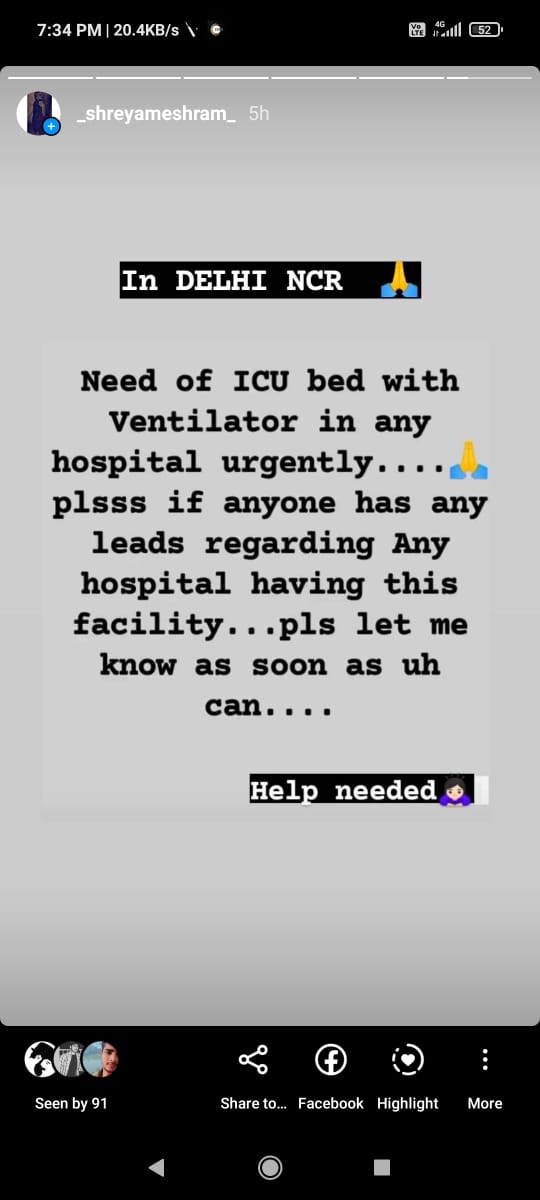 TSaraykar's tweet photo. If available plzz comment 
VERIFIED ! 
@SonuSood 
@Beatking_Sumedh 
#ineedcovidhelp 
#CovidHelp 
#covidhelpdelhi 
@ArvindKejriwal 
#DelhiCovid https://t.co/KMtXrRQxXK