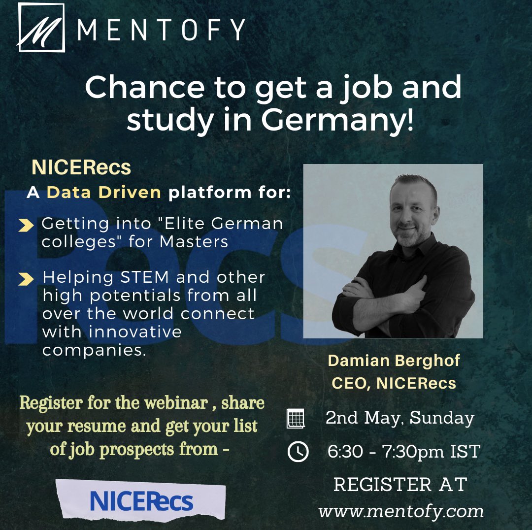 mentofy's tweet photo. Registration link: https://t.co/A9lBQPnFcy

#mentofy #germany #job #opportunity #success #guidance #abroad #recruiting #community #talent #boost #success #freewebinar #mentor #networking #journey #motivational #livesession #career https://t.co/EysoxNp4tN