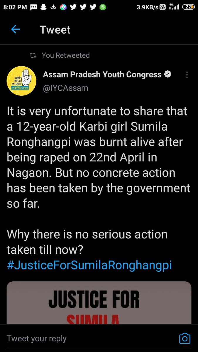 POKI_005's tweet photo. Justice for sumila....this thing is wrong.. Stop doing rape.. Stop doing sexually harassed... Sumila is just 12year old girl... We want justice for sumila.. We want justice for india..... The way india is going it's wrong...Forward this to all
#JusticeForSumilaRonghangpi https://t.co/XtCzHBYqaW