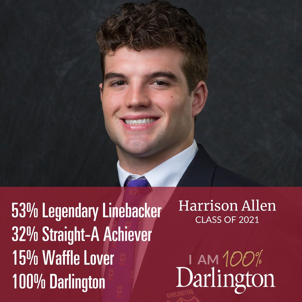 DarlingtonTiger's tweet photo. He's a two-year boarding student from Cartersville, Ga., who has signed to play football at Cornell University. In this #SeniorSpotlight, get to know Harrison Allen: https://t.co/Zlv6AFWCgU

#Dar2021 #100percentDarlington https://t.co/SFC4Z5Tjoj