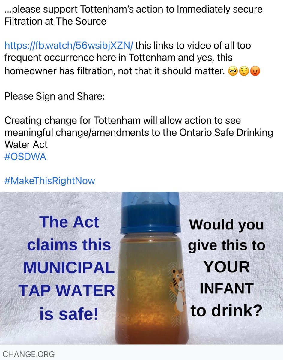 tottenham_water's tweet photo. PETITION
#Petition the Gov.’t of Ontario to create meaningful change/ amendments to the Ontario Safe Drinking Water Act:

BUT 1st:
Tottenham Demands Essential Filtration @ The Source

SIGN/Share:
https://t.co/mRWOhgAP6o

@OntarioPCParty 
@OntarioNDP 
@OntLiberal 
@OntarioGreens https://t.co/ha3gkklePg