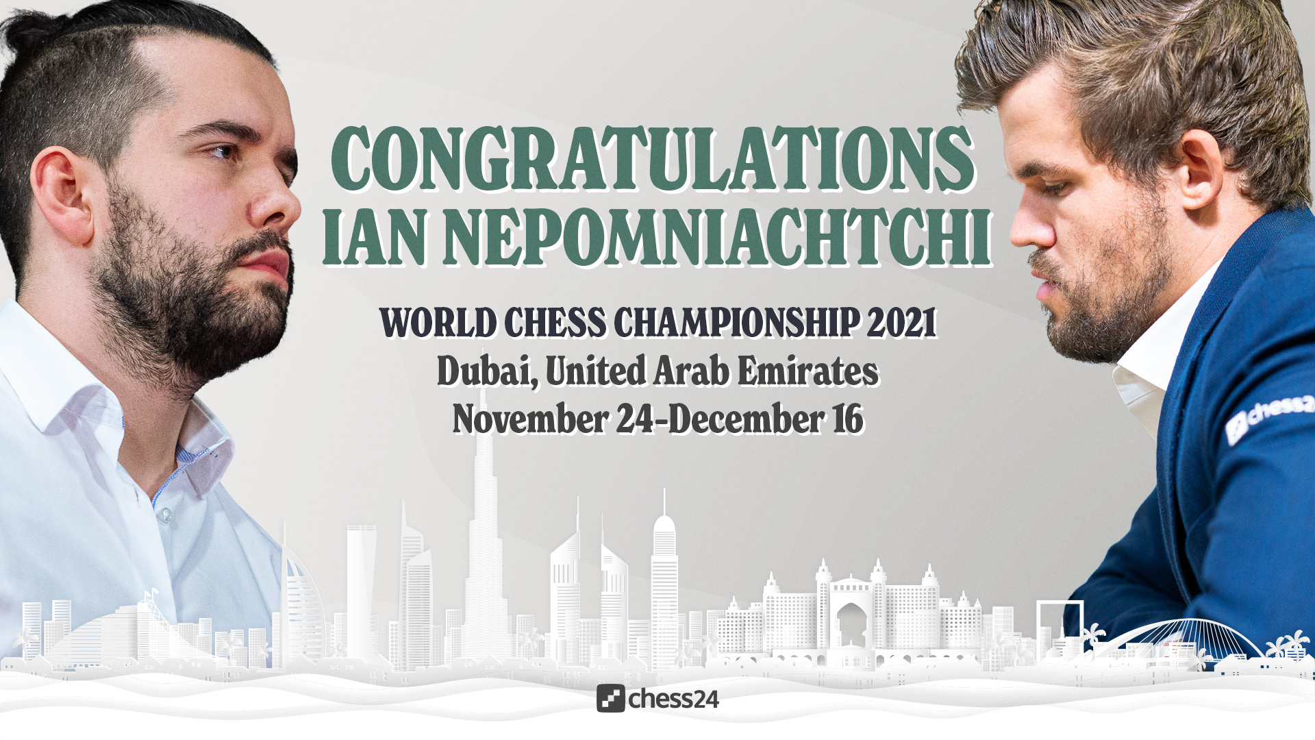 chess24 - Congratulations to Ian Nepomniachtchi, who has won the FIDE  Candidates with a round to spare and will play Magnus Carlsen for the World  Chess Championship title!