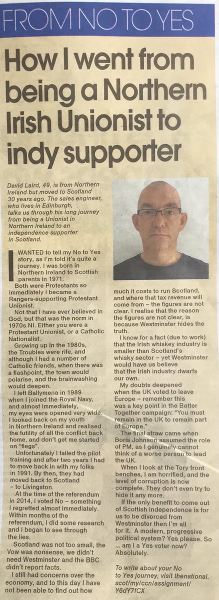tye_neil's tweet photo. David Laird featured in the ‘The National’ today and is one of many who have been duped by the media to believe that ‘tax payers’ money pays for government spending. Independent Scotland will have its own currency, SCOT£ = Full Monetary Sovereignty, Govt. Central Bank. Learn MMT https://t.co/bdJWTl7Izl