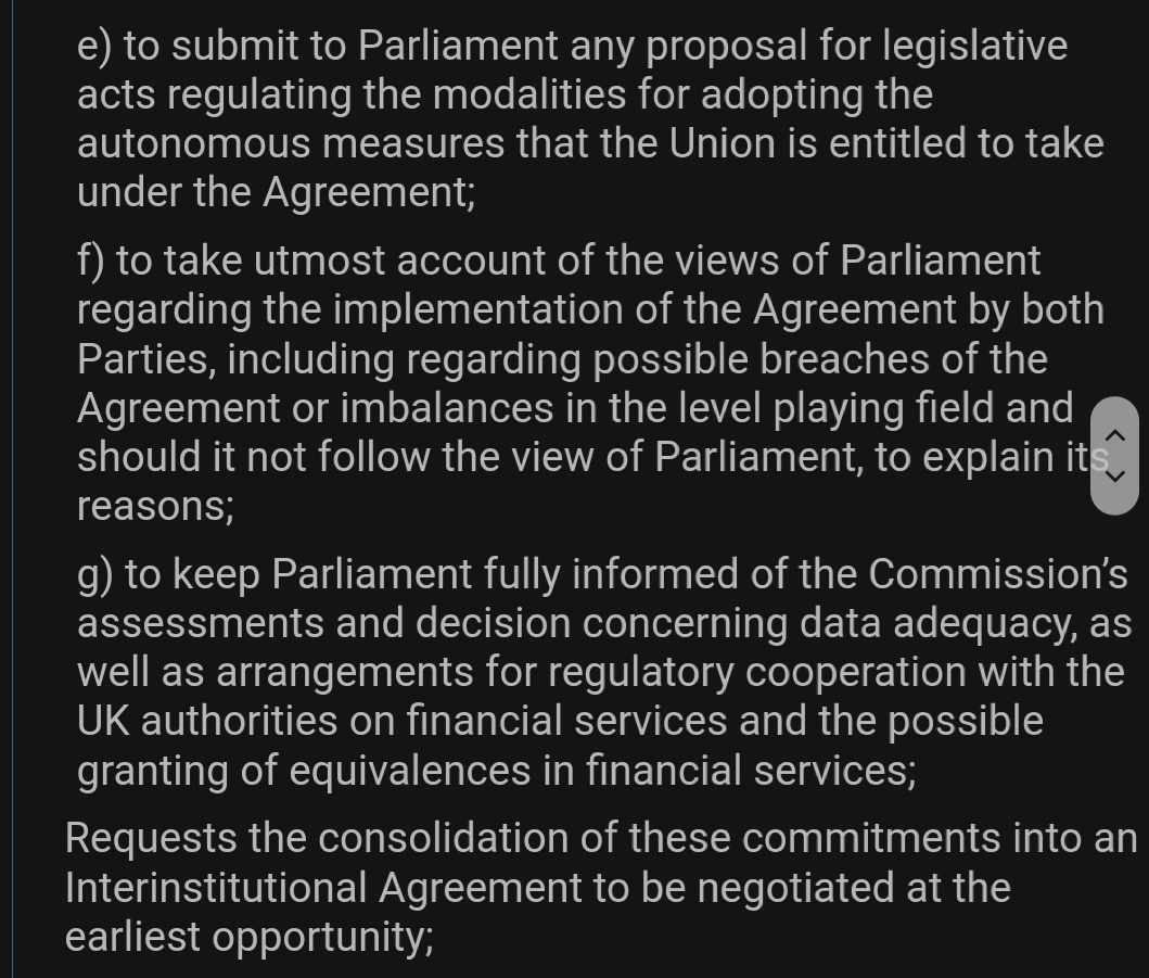 6/ What is the Council annoyed about? I haven't seen the Commission statement. But the gist of it is set out in the resolution approving the Brexit deal that the EP will vote on tomorrow.