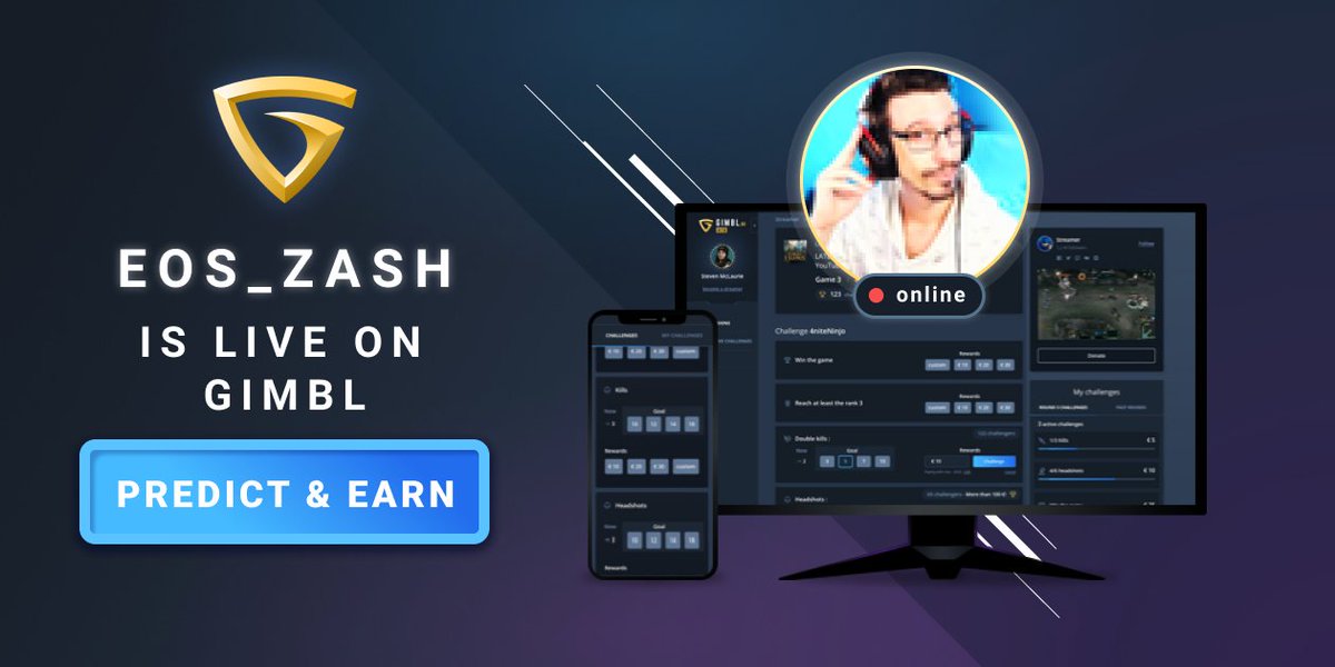 The game is ON! <a href="/EOS_Zash/">Zash</a> is live with Gimbl Predictions. Tune in, cast your predictions and pile Golds 💰💰💰
Let's go: gimbl.gg/EOS_Zash