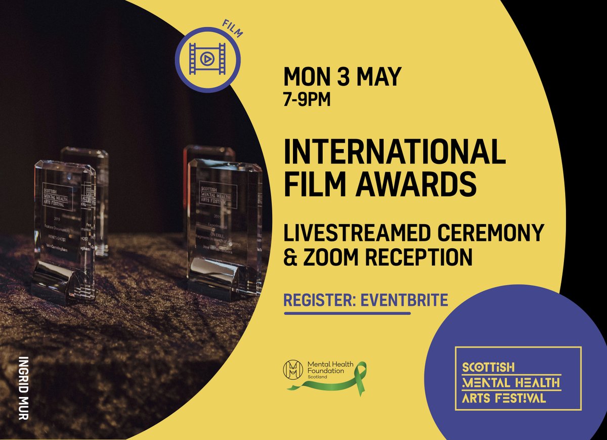 Hey friends! I have had the honour of producing/directing the <a href="/MH_arts/">Scottish Mental Health Arts Festival</a> International Film Awards this year, going live at 7pm on Monday 3rd May - hosted by the amazing @Gailporter and featuring a special performance by <a href="/witheredhand/">Withered Hand</a>. Join us! Free tix - eventbrite.co.uk/e/internationa…