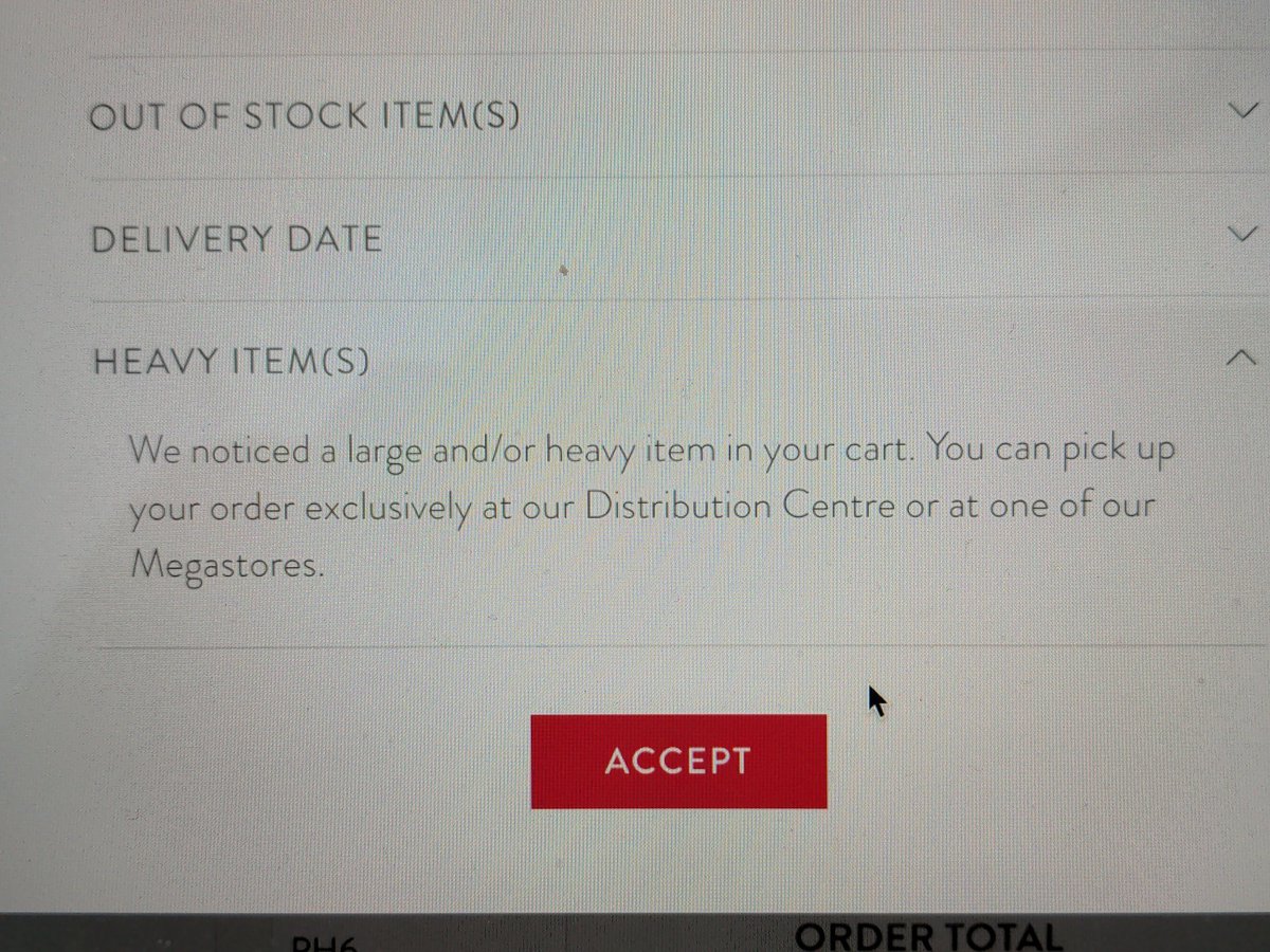 pavray4's tweet photo. @structube hi fellas!
I'm ordering some stuff and bumped into this message, does this mean that you are not able to ship it and that I need to pick it up myself?
Thanks a lot!! https://t.co/vqb3KGoNC6