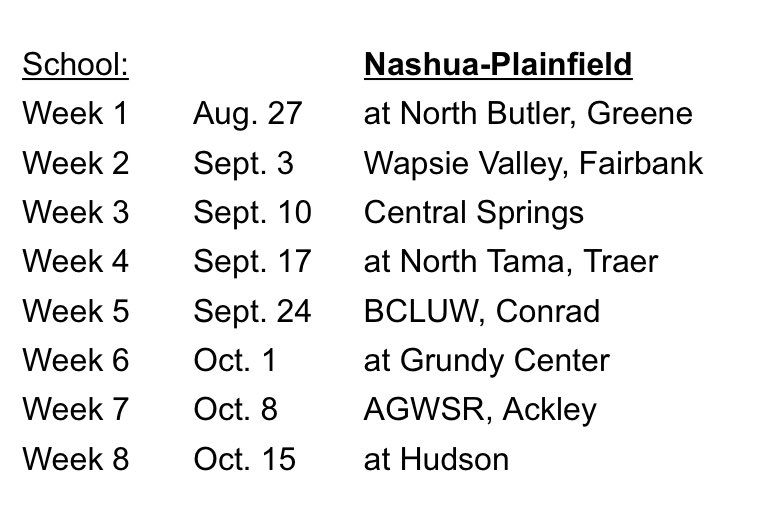 Here is our schedule for the 2021 season it will flip home and away for 2022 #iahsfb