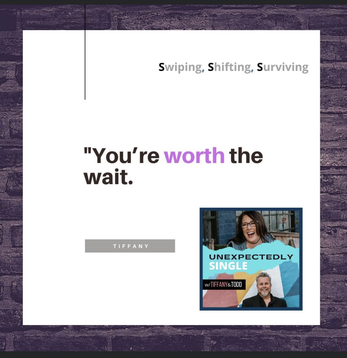 UnexpectedlyPod's tweet photo. Pat yourself on the back for still being single and not settling. You’re worth the wait. 

#wait #worthit #podcast #podcasting #podcasters #podcasts #soundcloud #motivation #single #divorced #widowed #happilysingle #singlelife #unexpectedlysingle #unexpectedlysinglepodcast https://t.co/OdNqjvm77E