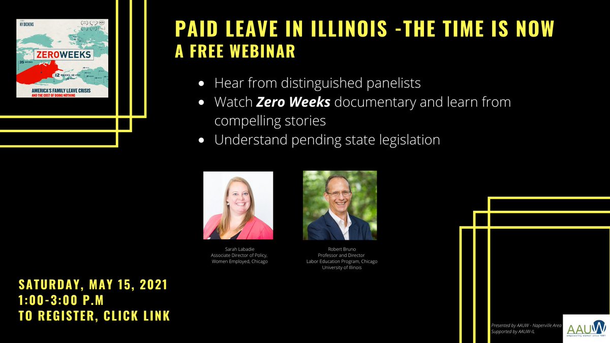 NapervilleAAUW's tweet photo. Annually families in the USA loose $20.6 billion in wages, due to a lack of paid family & medical leave. This is a national crisis. Join us to learn about how we can work for Paid Leave in IL. Register: https://t.co/5k6HiHZf7L #paidleave #ZeroWeeks #PaidLeaveforAll #equalpay https://t.co/bc7h7f23HQ