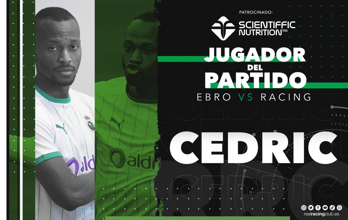 realracingclub's tweet photo. 🏆 Con un 56,2%, tras recibir 883 votos, el premio @Scientiffic_ a mejor jugador del partido #EbroRacing ha sido para Cedric (@CedricOmoigui9) https://t.co/uU7KF3ojtN