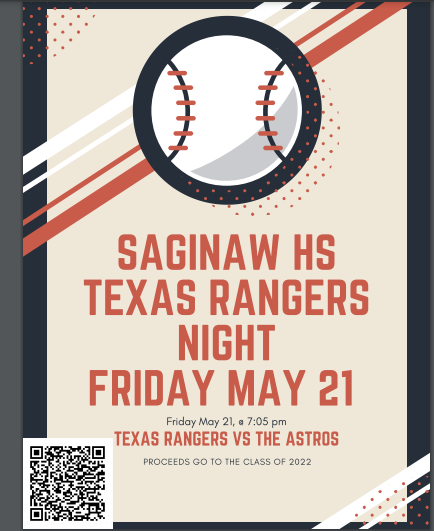 saginawhstx's tweet photo. SHS Night at the Rangers May 21st! Buy your tickets by scanning the QR code or going to this link https://t.co/rhQAKfgTgj  Hope to see you there!  @SpiritofSaginaw @roughrideravid @SHS___Wrestling @RSR_Baseball @RSRFOOTBALL @SaginawRRVB @SHS__Basketball @saginawhssoccer https://t.co/Uv1pOJH6SA