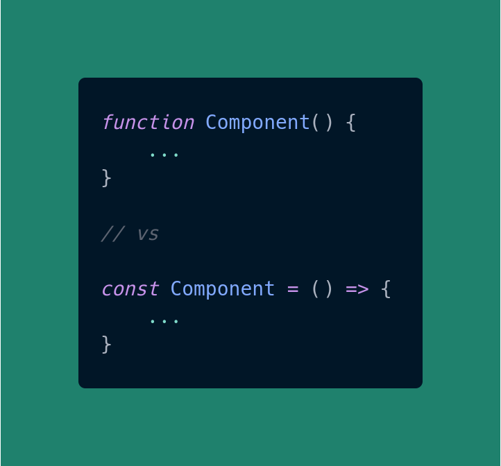 DeylEnergy's tweet photo. @wesbos @syntaxfm Ways to define components in React https://t.co/idYjZBAfRc