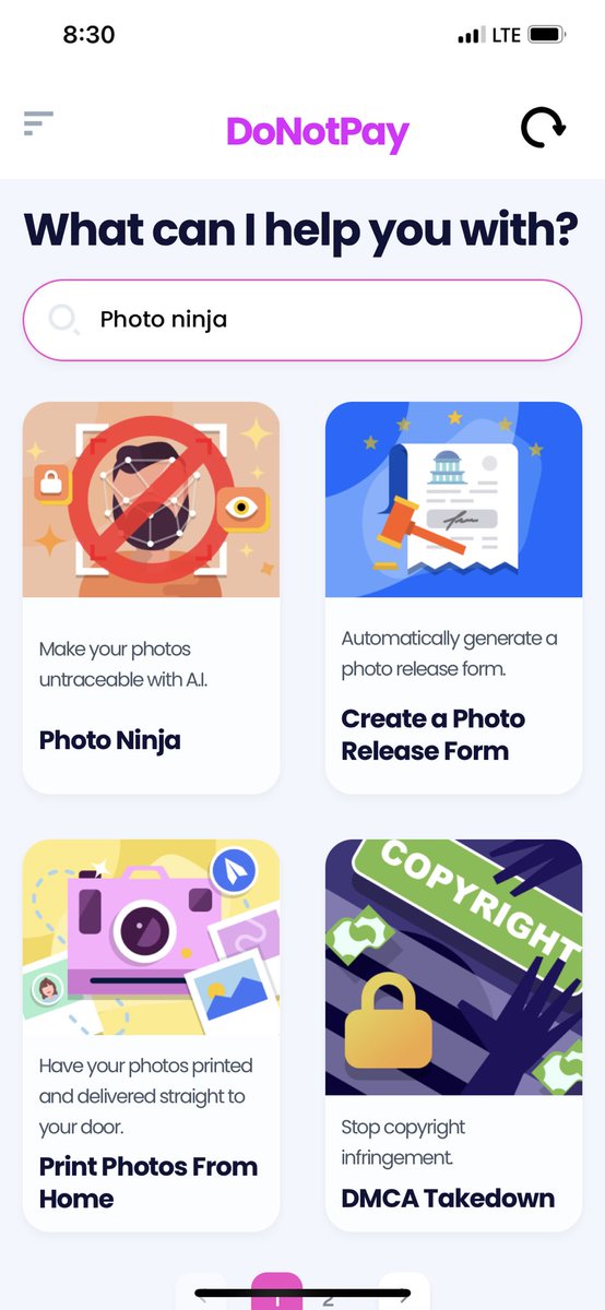 DoNotPay “Photo Ninja” is now available. We are in an AI arms race between good and evil. We hope to help consumers fight back, protect their privacy and avoid stalkers on dating apps!