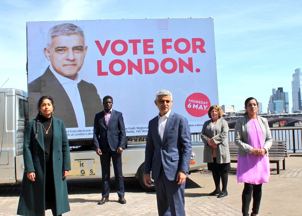 James_Beckles's tweet photo. It was great to meet up with @SadiqKhan for the new ad campaign launch this morning. Good to see @iamritabegum, @SakinaZS, two brilliant London Assembly candidates, and @KarenPBuckMP. Only 10 days to go until election day!
#VoteForLondon #VoteLabour #Labour https://t.co/eTO5swTQlA