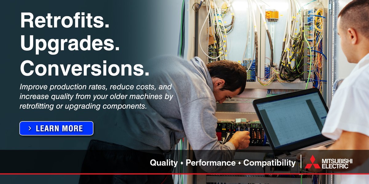 HTE_Automation's tweet image. Revitalize, and extend the life of your old machinery by retrofitting and/or upgrading the controls, drives, and other components. With Mitsubishi Electric’s backward compatibility we deliver quick and painless migration to newer, more capable versions. hteautomation.com/Item/Index/Mit…