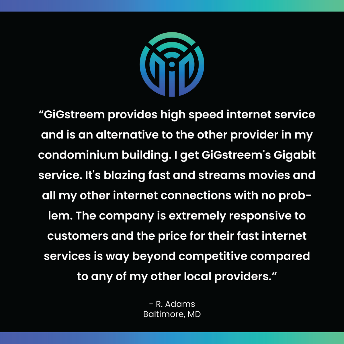 Another happy customer ☺️ See what people are saying on Google about GiGstreem! #googlereview #GiGstreem