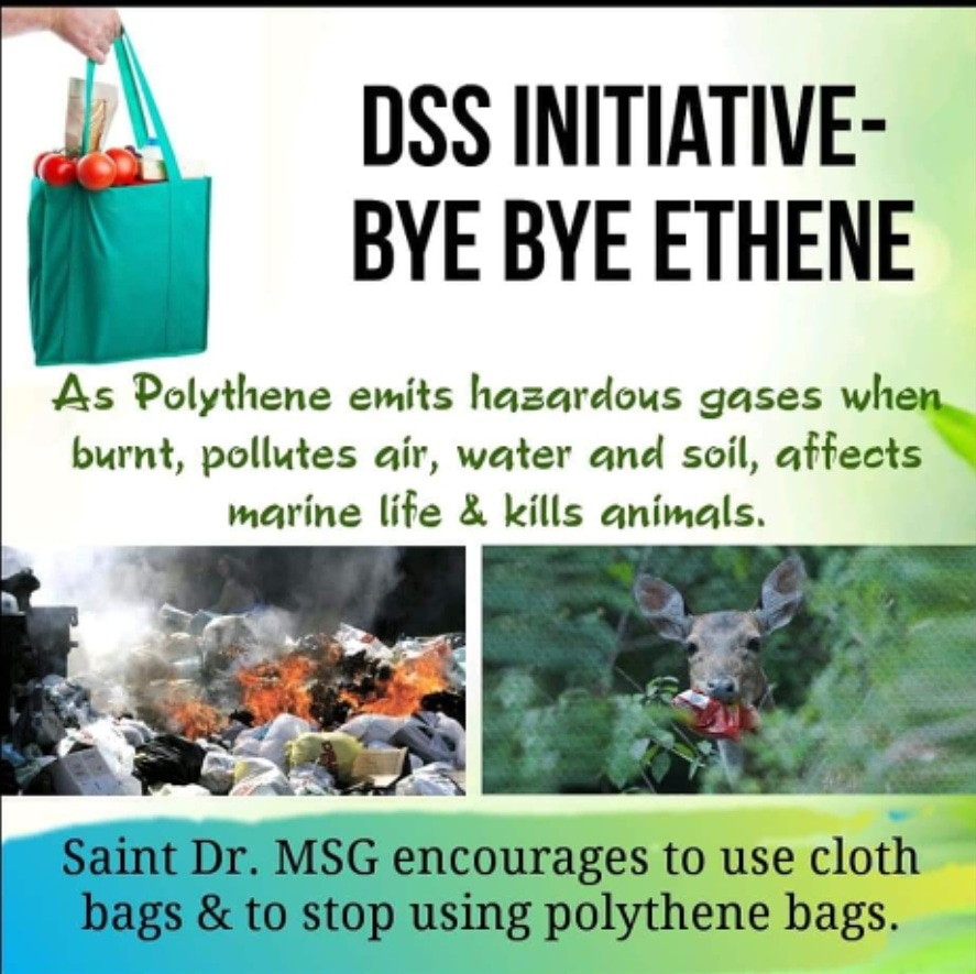 MSGFansUK1's tweet photo. Plastic bags cause a threat to the lives of animals when swallowed by them mistakenly. It becomes our prime duty to #SwitchToClothBags by being compassionate towards them as taught by Guru @Gurmeetramrahim Ji of @derasachasauda.
#ByeByeEthene
#SaveEnvironment https://t.co/lfzPBTiPTr