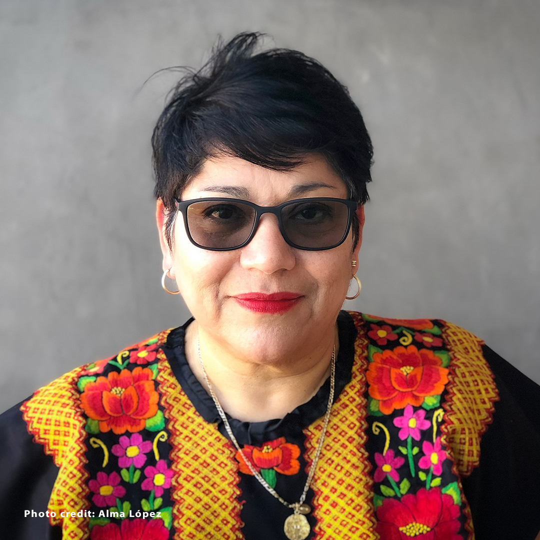 Alma Lopez (b.1966)Gaining notoriety after the Catholic church attempted to censor her queer version of 'Our Lady of Guadalupe' in 2001, Lopez has sought to make work from a feminist lesbian perspective, helping to empower women and indigenous Mexicans 