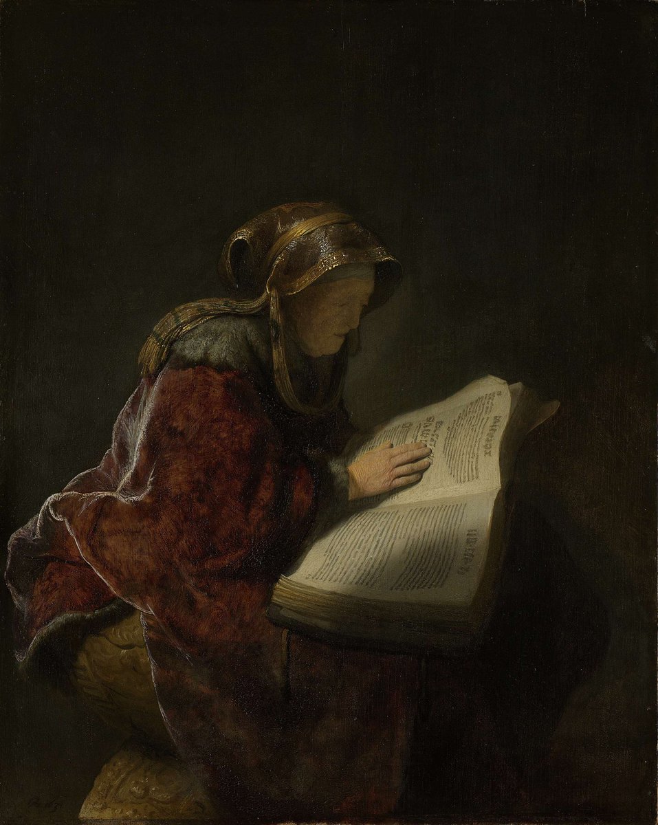 EachDayAPiece's tweet photo. "An old woman reading the prophetess hannah" ,Rembrandt van Rijn
Y: 1631 https://t.co/qKPtNBKvHI