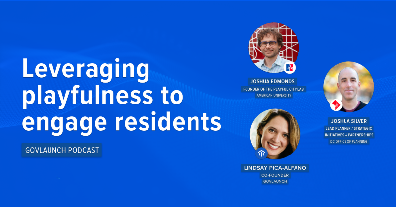 Govlaunch's tweet photo. Looking to engage your residents with strategies that require very little budget? Try PLAY! This week, we begin an exciting two part series on the power of playful engagement with Joshua Silver from @OPinDC and @bgstokes, the founder of @AmericanU's Playful City Lab.