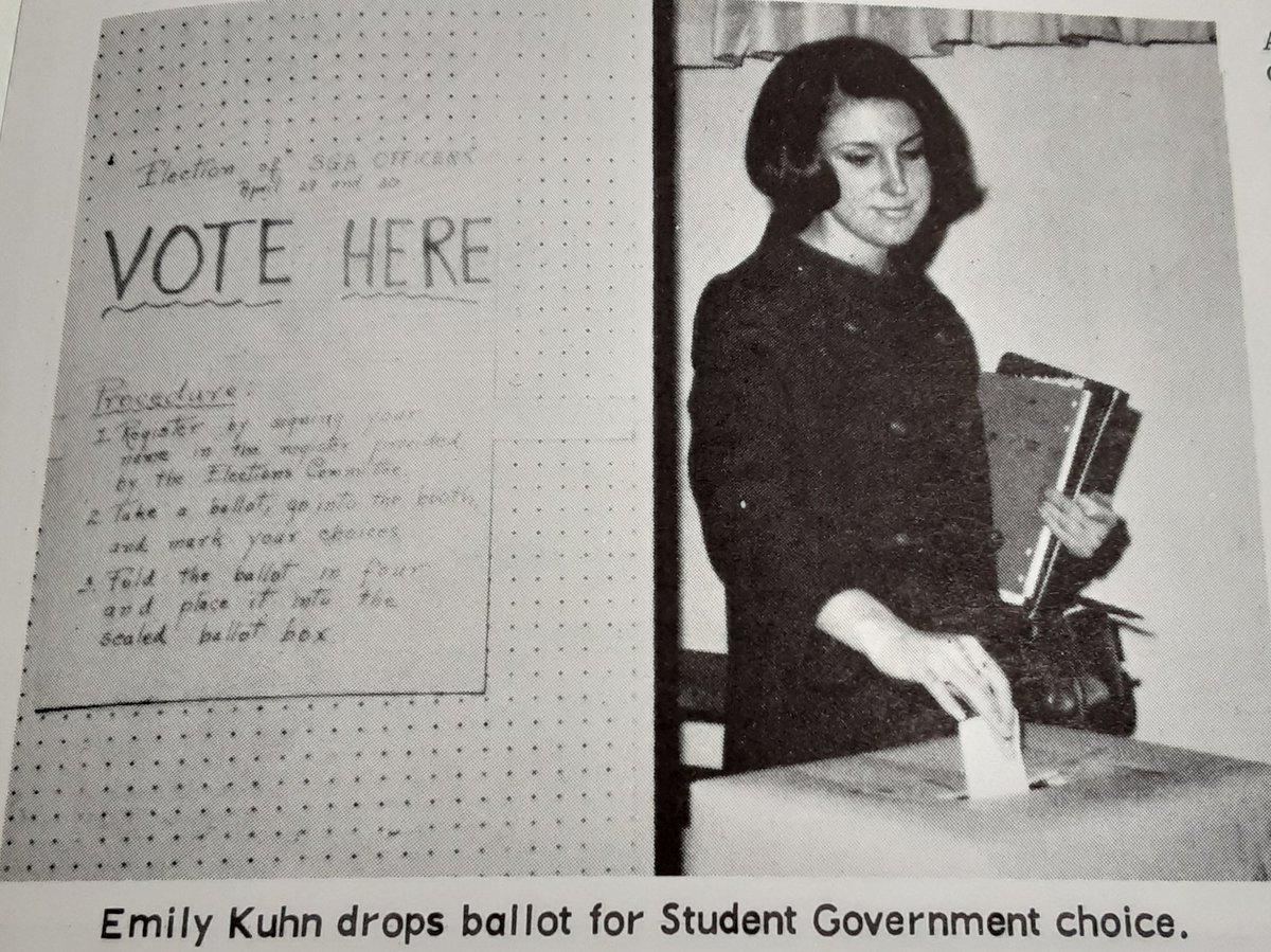 Photo of the week: A student casts her ballot in the election for Student Government officers, May 1968 #Felician #studentgovernment #election