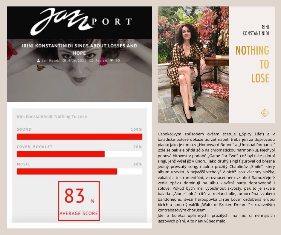 IriniKonstant's tweet photo. NEW Vocal Jazz album "Nothing to Lose" - Review by Jan Hocek at https://t.co/Pm86PdrpIR https://t.co/EmL8QFxYBl