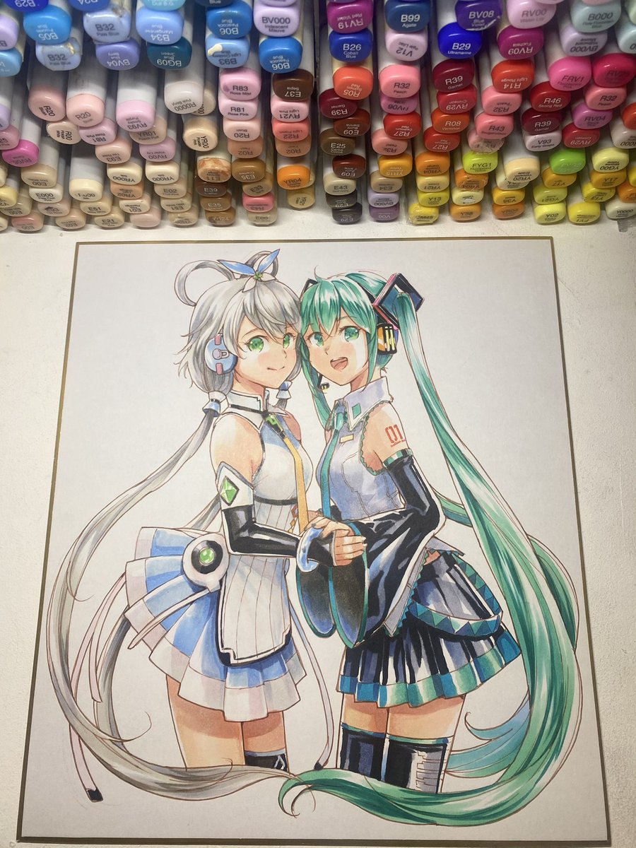 初音ミク 「洛天依×初音未来

  ∞
((⁄•˅̮•∖))❤️¶(⁄•˅̮•∖)⁋ 」|MayoRiyo まよりよのイラスト