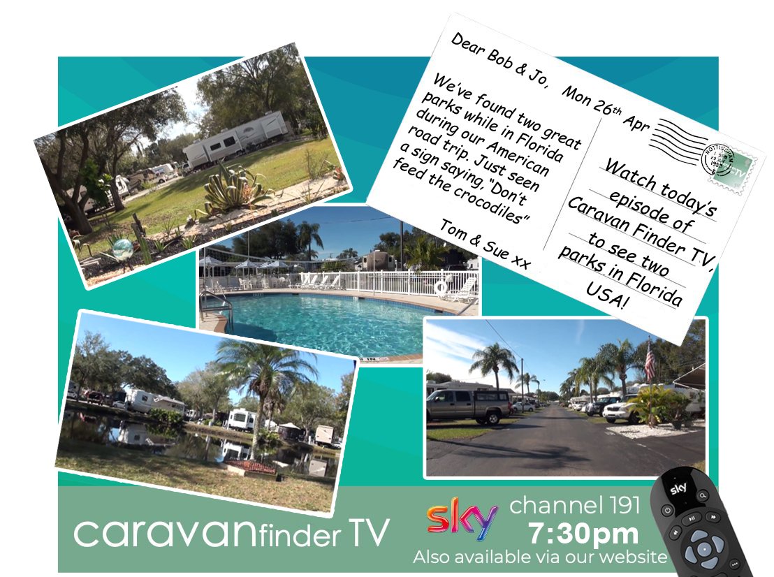 CaravanFinder's tweet photo. Want something different to watch tonight ?
Why not watch tonight's episode of #CFTV, where Graham hops over to the USA to check out what American caravan parks are like ! 😀 https://t.co/1bYxaSemjd
