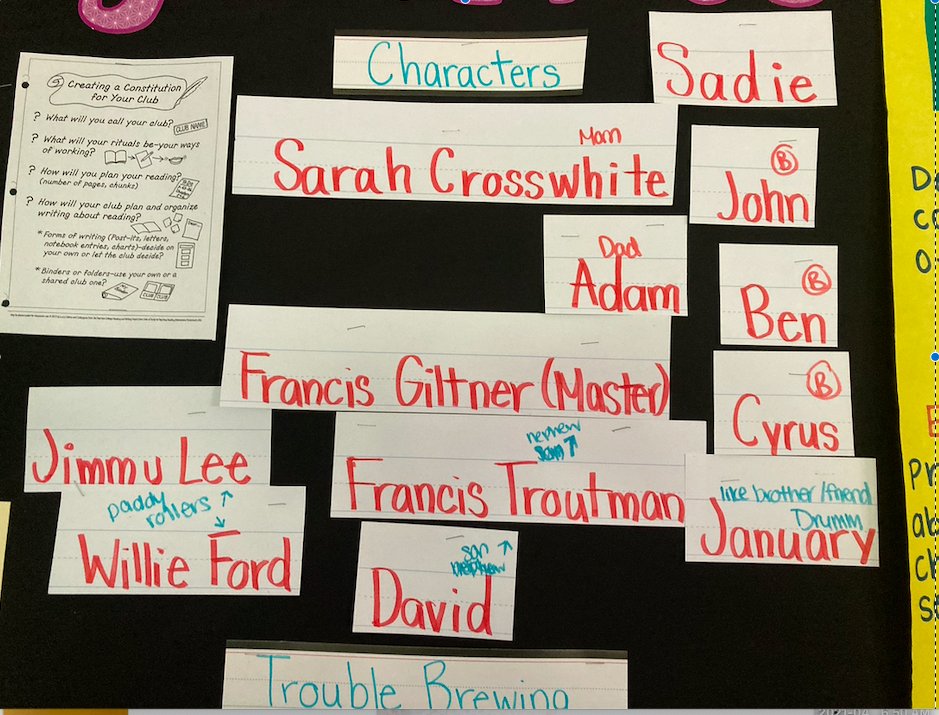 MsMorrisTeacher's tweet photo. We love a big, beautiful bulletin board! we also love mini boards in our notebooks to organize complicated character lists (with hints, of course!) https://t.co/vbmt3UK0UQ