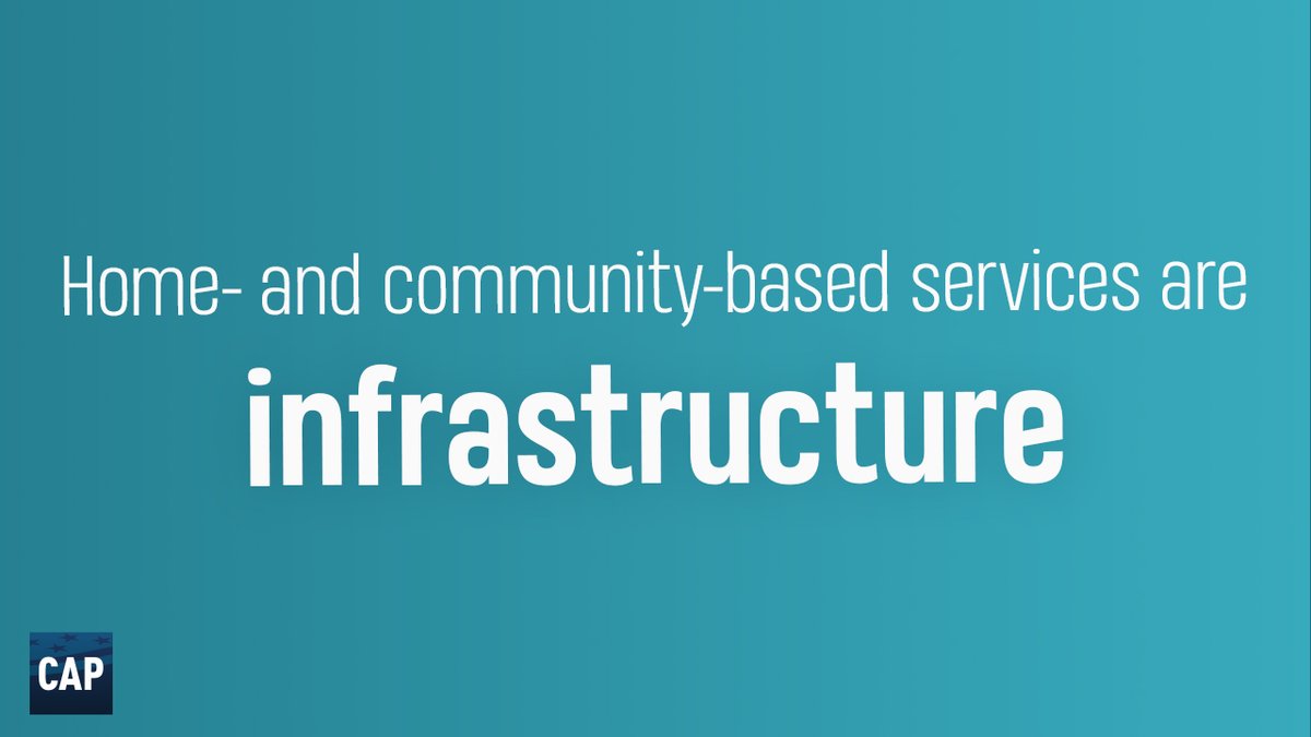CAPDisability's tweet photo. Infrastructure—the systems we create to let us participate in the economy—must include care in all its forms, especially home- and community-based services.

#COVID19 made clear it’s a matter of life and death for people with disabilities. Here’s why. #CareInfrastructure (1/5) https://t.co/7a8DxasYSw