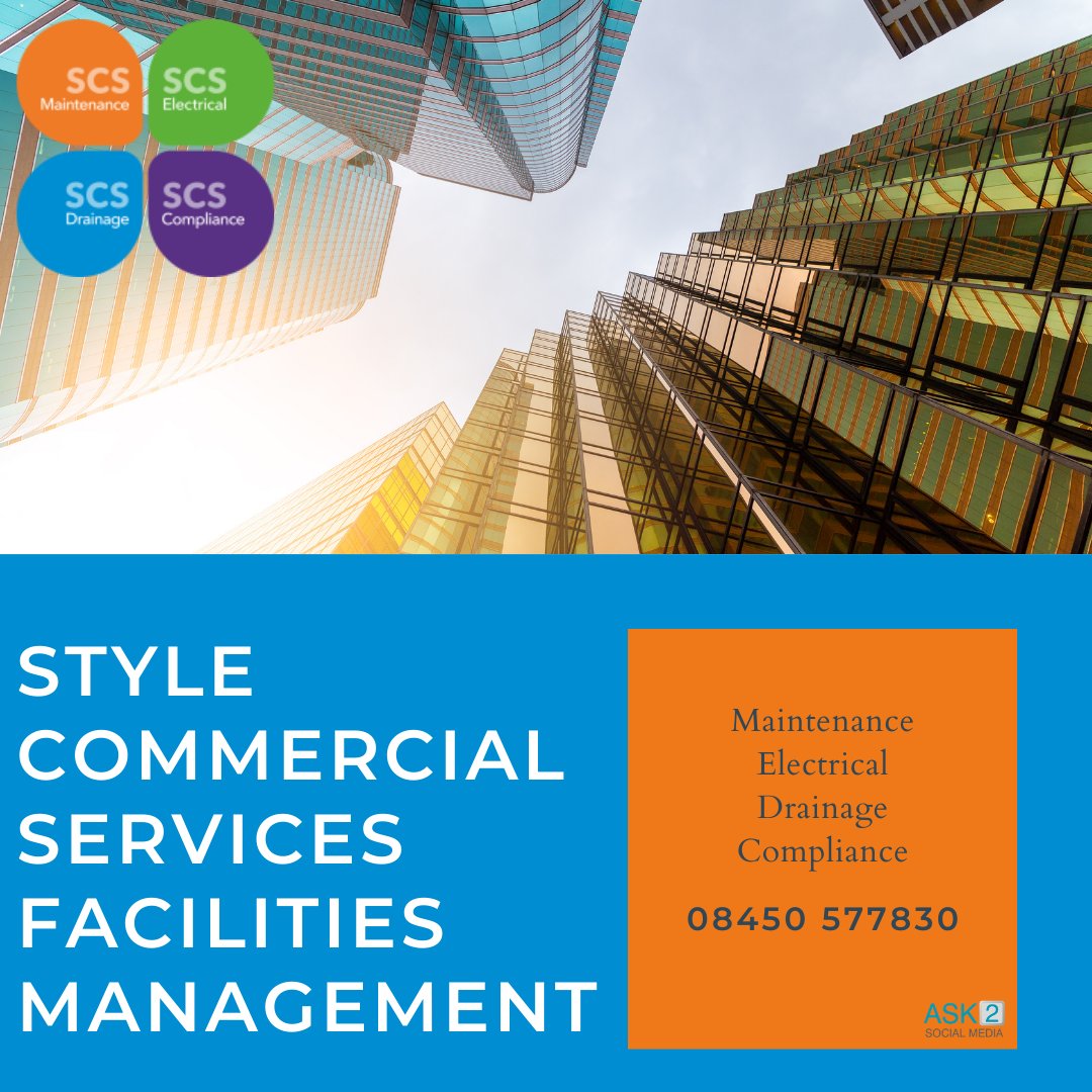 Style Commercial Services has rapidly established itself as a leading commercial property solutions and maintenance provider.
08450 577830  scsfm.co.uk

#SCSFM #CommercialProperty #MaintenanceManagement #MaintenanceServices #Electical #Drainage #ComplianceManagement