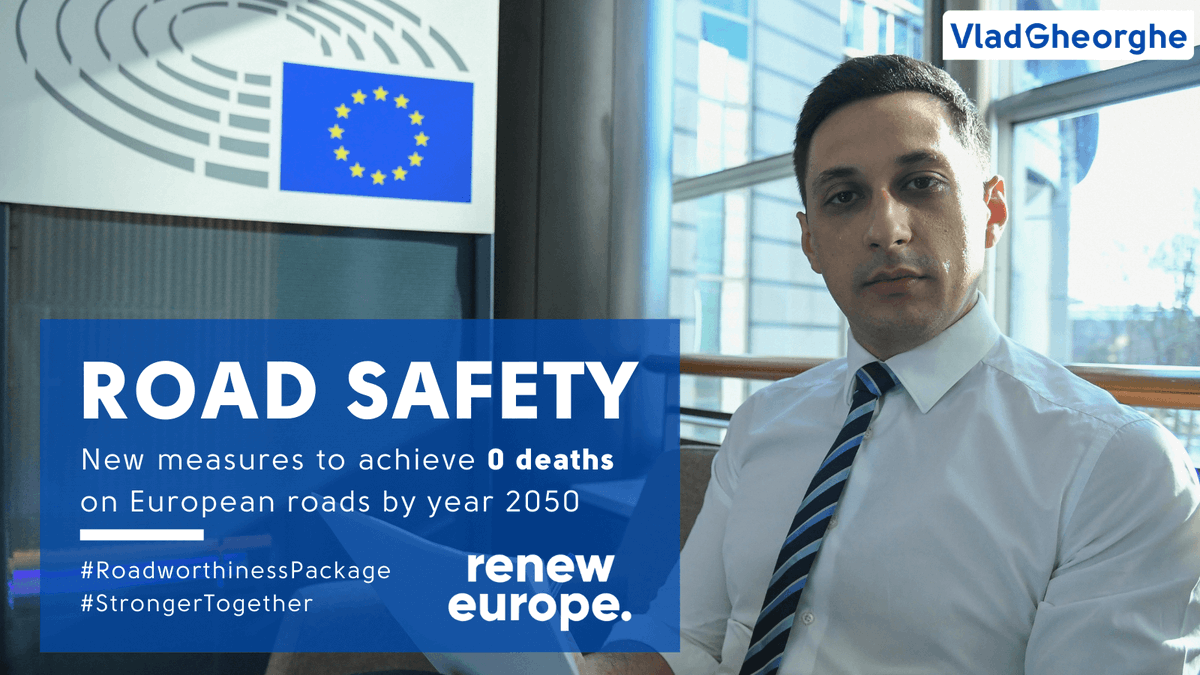 VladDanGheorghe's tweet photo. 0 deaths on EU roads by 2050! Happy to have worked for a stronger Roadworthiness Package @Europarl_EN Today at #EPplenary we vote for more frequent vehicle checks, a new vehicle information system, advanced driver assistance tools and measures against odometer fraud. https://t.co/CE6psaaasL