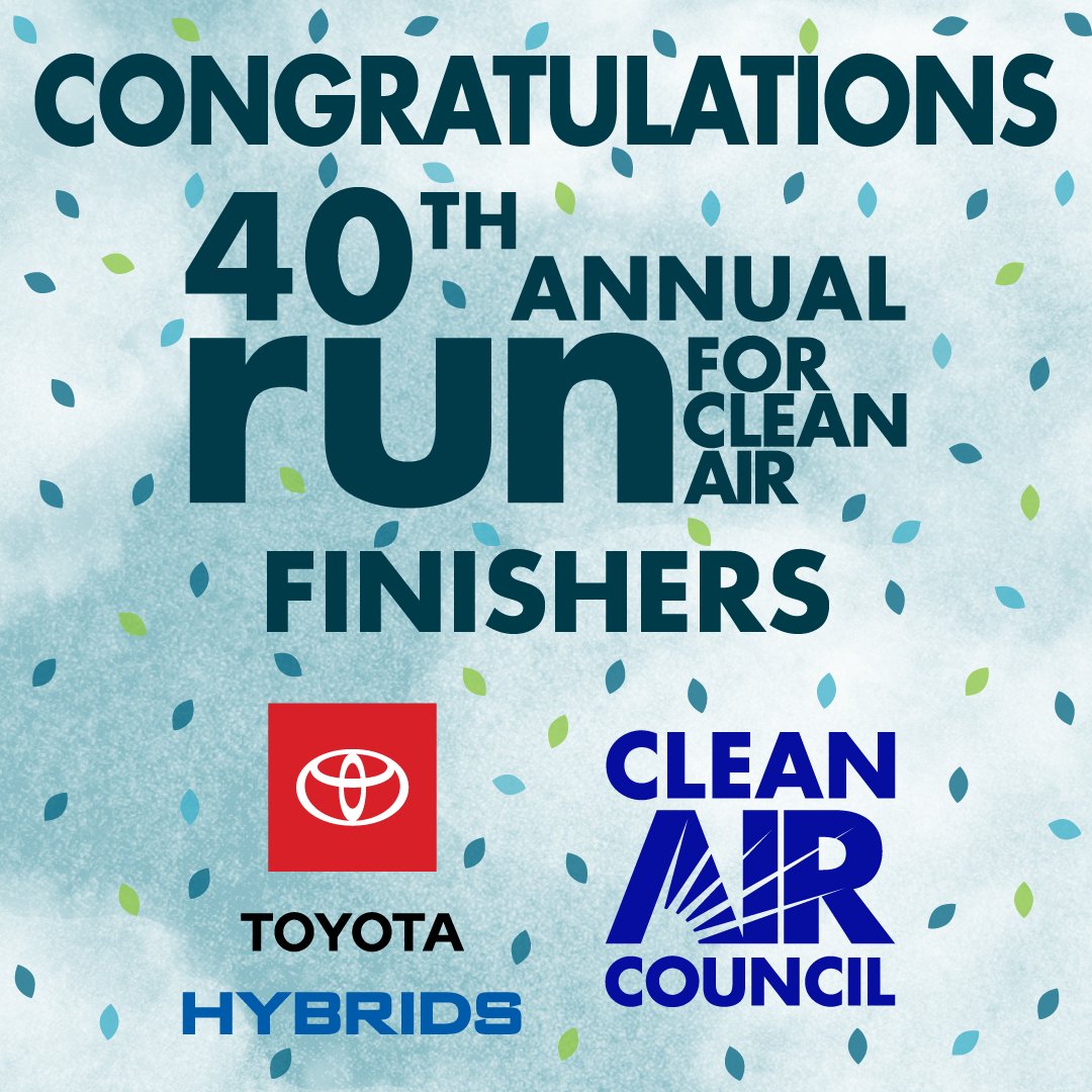 RunForCleanAir's tweet photo. .@Toyota Hybrids and Clean Air Council want to congratulate all of our virtual finishers this year! By working together, we are able to continue this 40-year tradition and will continue to make the world a better place in the bright future ahead. https://t.co/I9LQadx6SN
