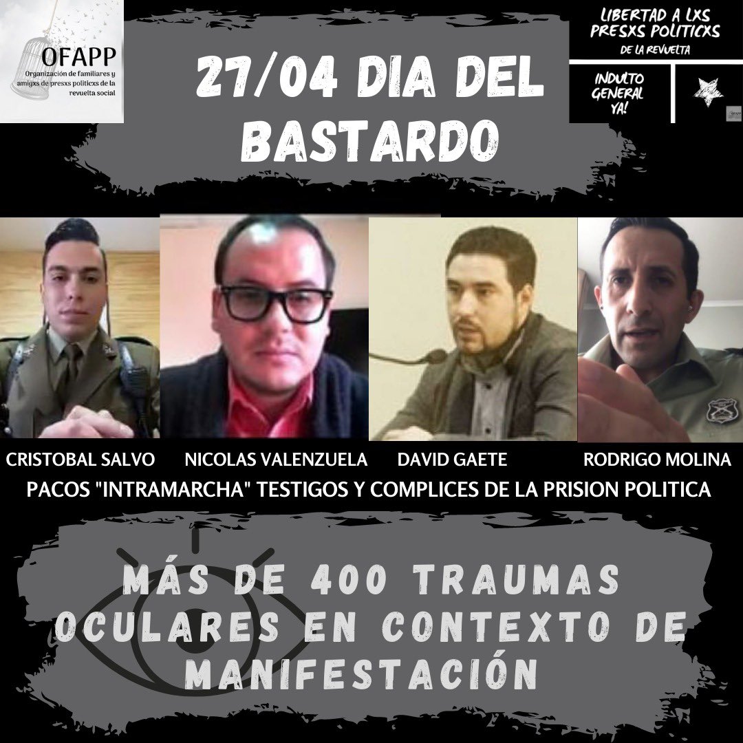 OFAPP1's tweet photo. #OFAPP #aprobarleydeindultogeneralya #indultogeneralya #27abril #ACAB #Pacoperkin #pacociliao #carabineros #carabinerosdechile #diadelpacxql #18octubre #presxstambienencasa #libertad #libertadalxspresxs #libertadalxspresxspoliticxs #nomaspresxsporluchar #NoMasSename https://t.co/oLn6guvDRZ