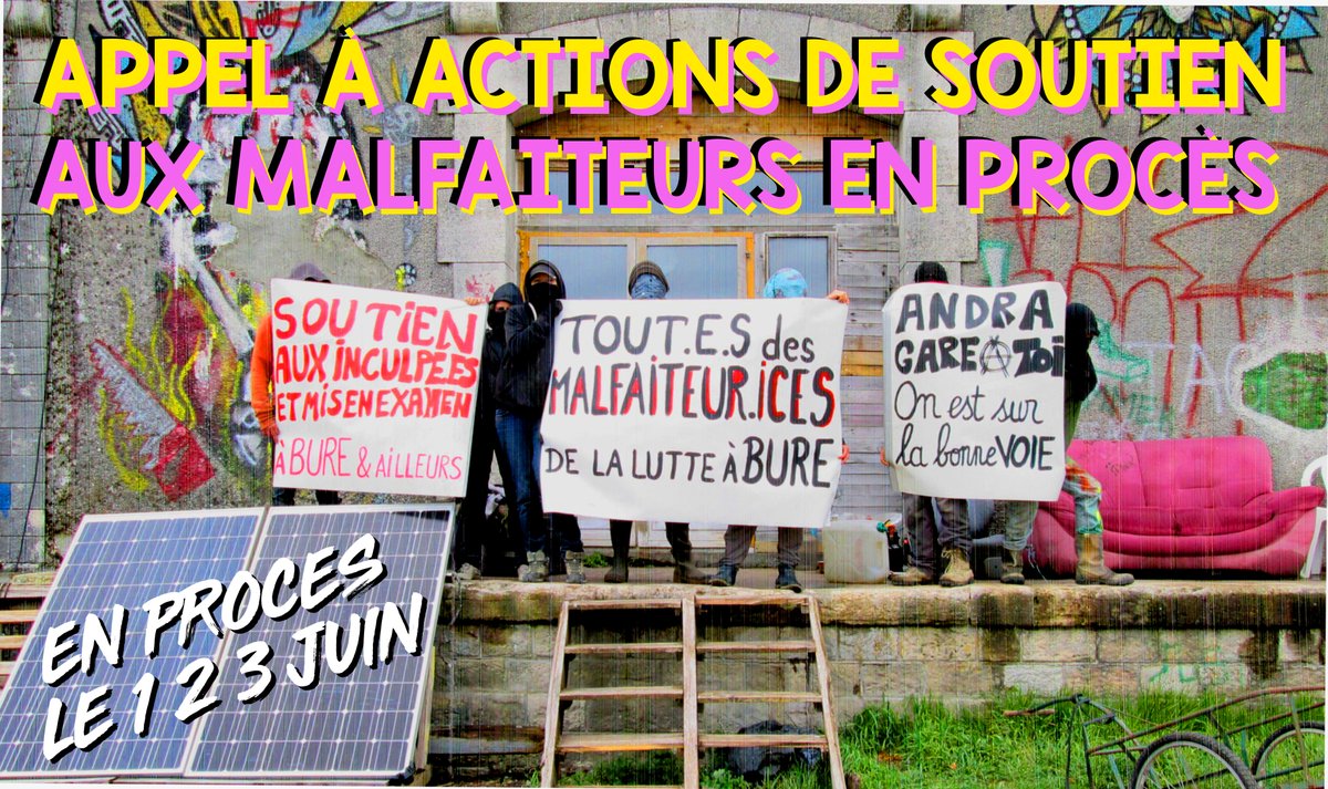 BUREaCuire's tweet photo. APPEL À FAIRE FLEURIR LES ACTIONS DE SOUTIEN À #BURE pour le #123proces de juin : démontrons que 4 ans après, la lutte est vivace, tenace, belle et rebelle, déterminée et passionnée ! Envoyez vos photos à 123proces@riseup.net #zad #justice #solidarité https://t.co/zV4rsCOhO2