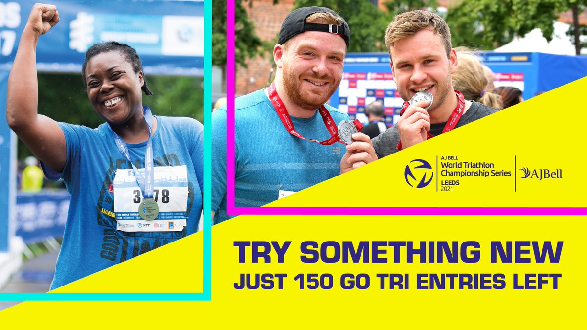 Looking to try something new this summer?☀️Take on the shortest distance at AJ Bell 2021 World Triathlon Leeds with our beginner-friendly GO TRI event and receive your very own medal and finisher gifts.🏅

There's only 150 GO TRI places left, so enter now.
leeds.triathlon.org/2021/go_tri/