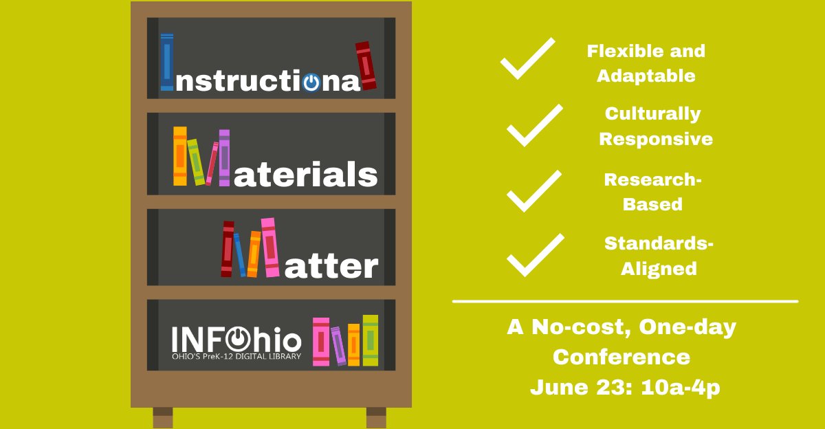 💻 INFOhio is dedicated to providing quality instructional materials that meet the needs of Ohio’s learners.
🤝 Join us online on Wednesday, June 23, 2021 at 10:00 am for INFOhio's one-day conference.
⬇️ Follow the link to learn more and register today! 
infohio.org/blog/item/info…