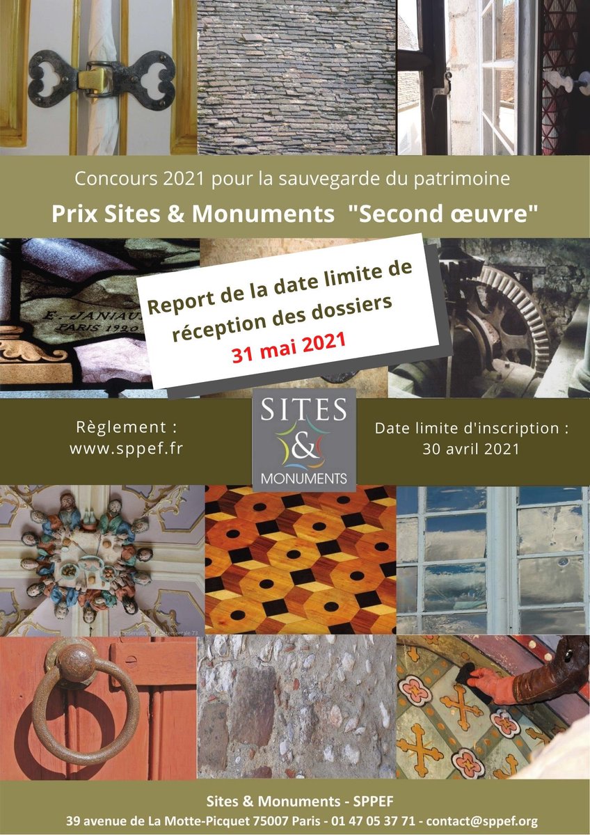 SPPEF's tweet photo. 📣 Une allée d’arbres sauvegardée, des menuiseries anciennes restaurées ? Vous pouvez nous adresser jusqu’au 31 mai vos dossiers de candidature aux prix du #SecondOeuvre et des #AlléesdArbres ! Le #bois comme #patrimoine, sous toutes ses formes ! https://t.co/o47URMN0Ug https://t.co/ZNwWUMLtNk