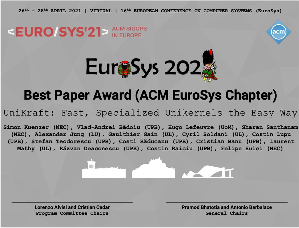 EuroSys 2021 on Twitter "The second eurosys21 best paper award