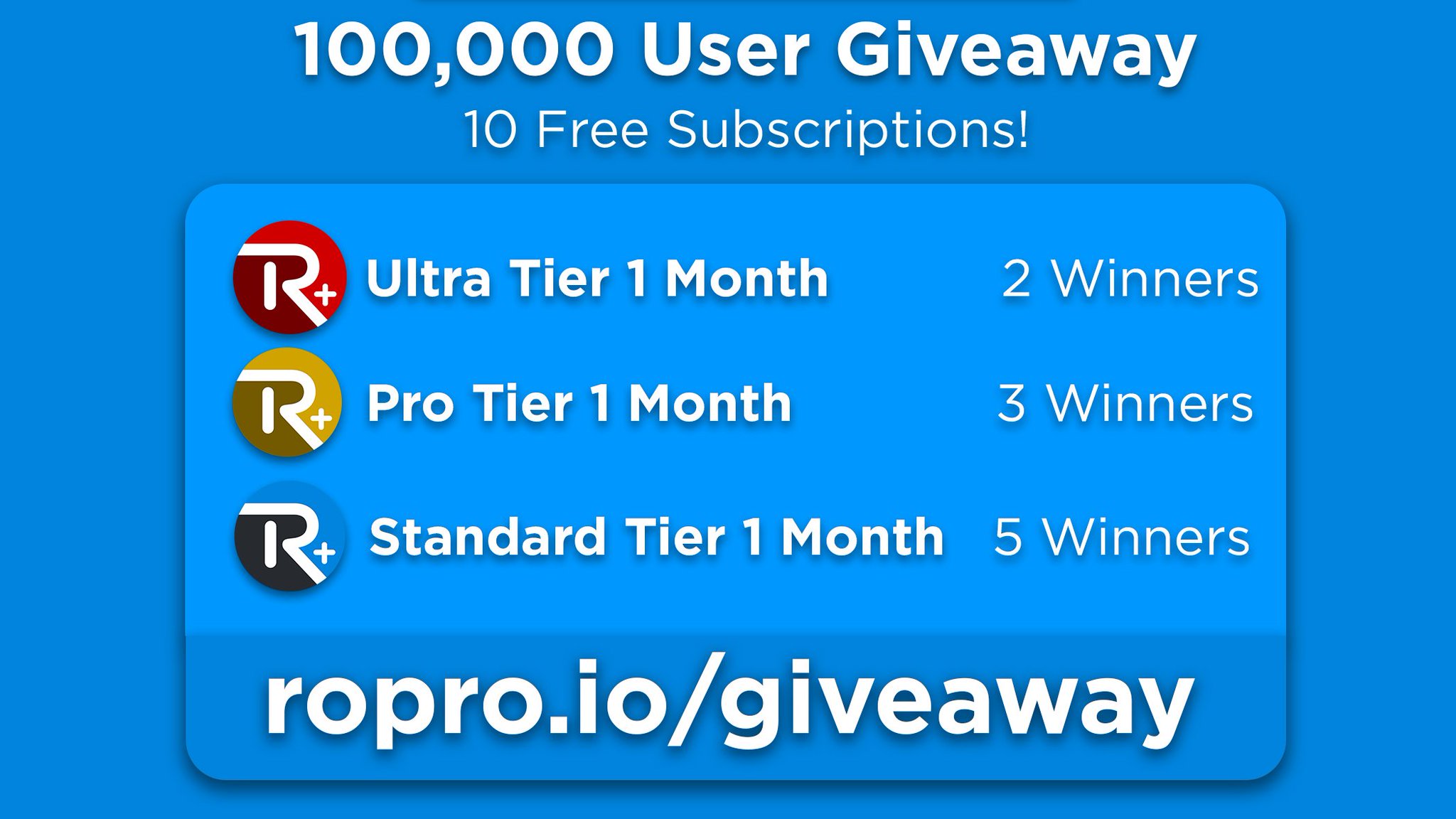 X 上的RoPro Roblox Extension：「To celebrate hitting 100k RoPro Users  yesterday, we will be giving away 10 subscriptions to RoPro! Enter here:    / X