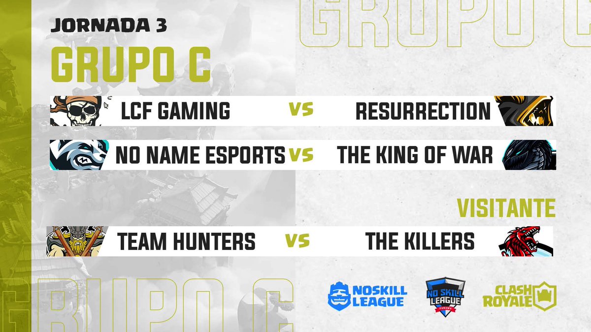 No Skill League (@noskillleaguegg) on Twitter photo 🟨Jornada 3: Grupo C 🟨
@LcfGaming507 🆚 <a href="/ResurectionTeam/">ResurrectionTeam</a>
<a href="/NoNameSportsGG/">No Name eSports</a> 🆚 <a href="/Thekingofwar12/">The king of war</a>
<a href="/TeamhuntersPTY/">Team Hunters</a> 🆚 @_thekillerscr
¿Que equipo obtendrá la victoria? 🔥💯
#NoSkillLeague #ClashRoyale 🟨Jornada 3: Grupo C 🟨
@LcfGaming507 🆚 <a href="/ResurectionTeam/">ResurrectionTeam</a>
<a href="/NoNameSportsGG/">No Name eSports</a> 🆚 <a href="/Thekingofwar12/">The king of war</a>
<a href="/TeamhuntersPTY/">Team Hunters</a> 🆚 @_thekillerscr
¿Que equipo obtendrá la victoria? 🔥💯
#NoSkillLeague #ClashRoyale
