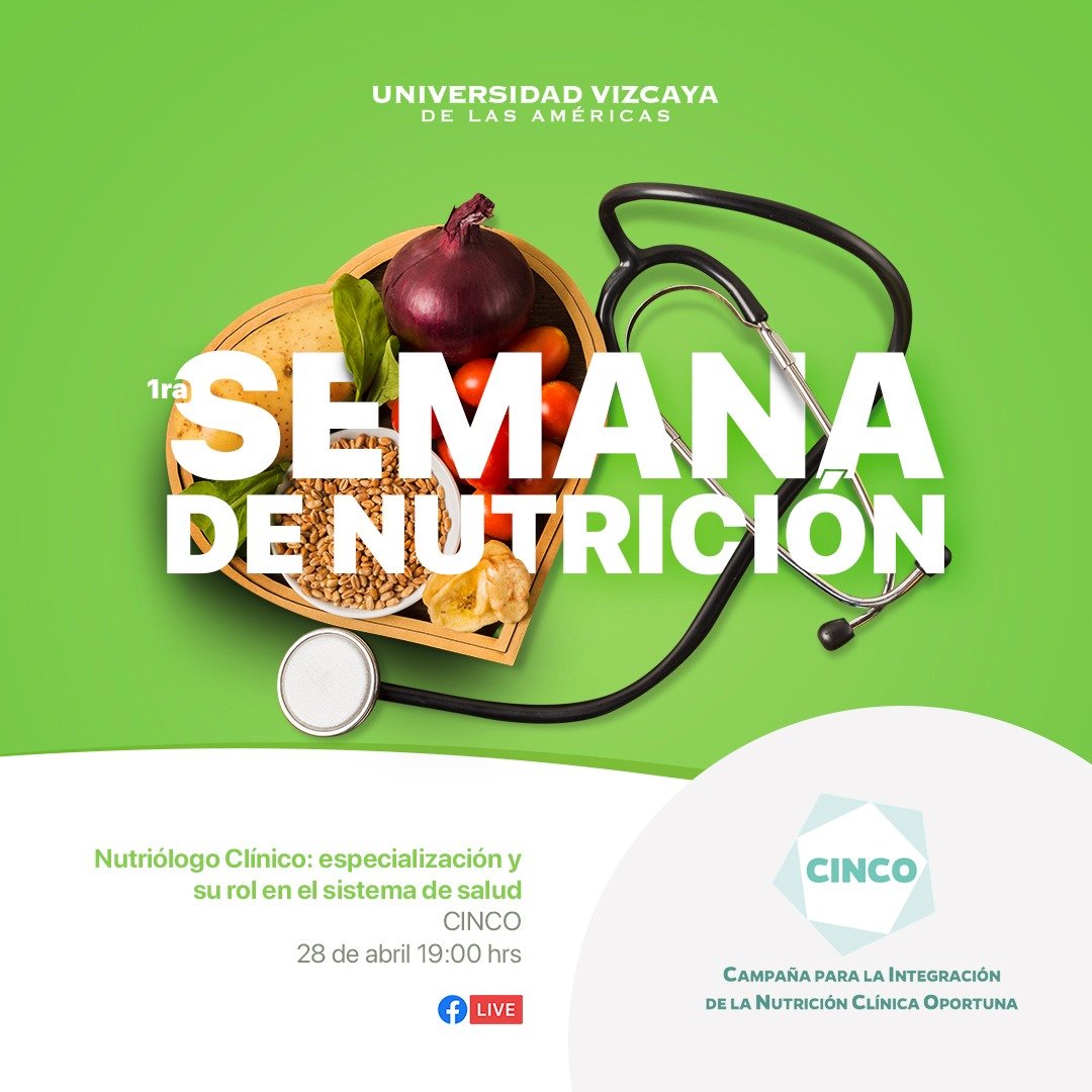 Te invitamos a la plática Nutriólogo Clínico: Especialización y su rol en el sistema de salud, presentada por Universidad Vizcaya de Mérida en colaboración con <a href="/CINCOnutricion/">CINCO Nutrición</a> 
Fecha: miércoles 28 abril 2021
Hora: 7pm
Lugar: Zoom (registro forms.gle/kqEtv1fbAdZGRq…) y Facebook Live