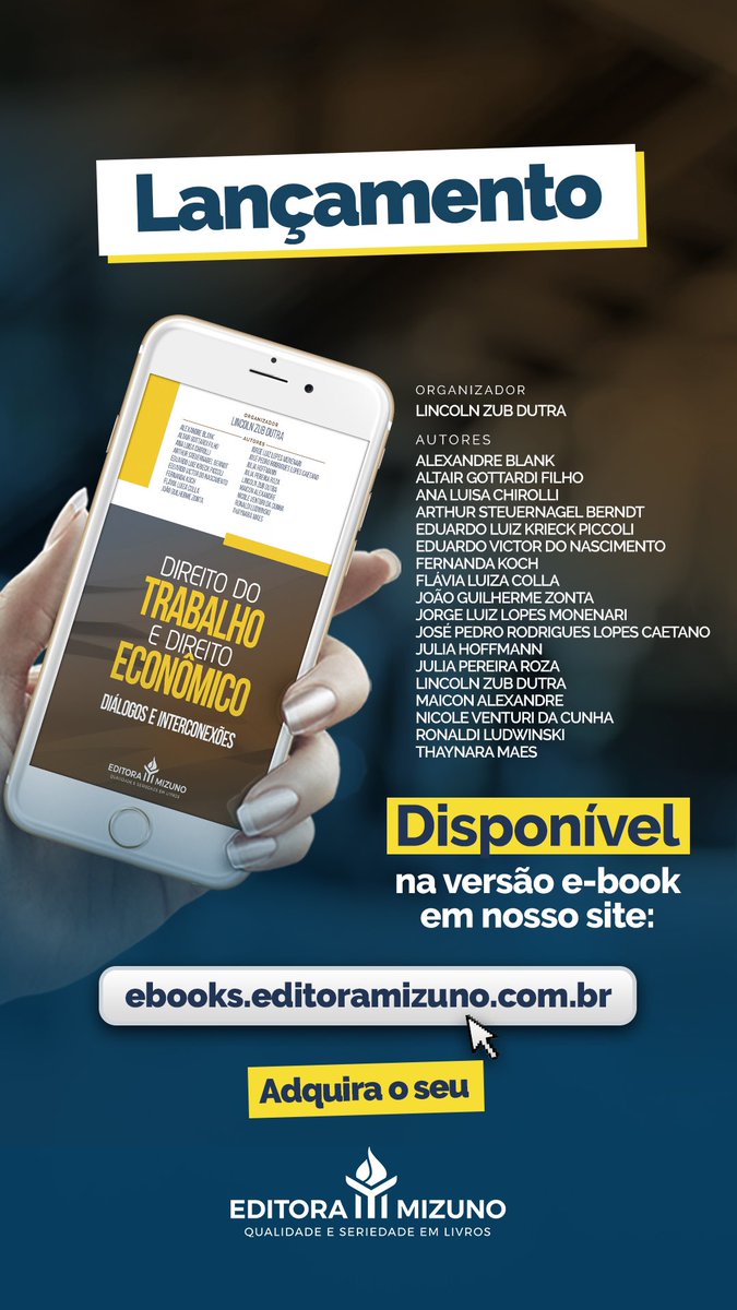 Direito do Trabalho e Direito Econômico: Diálogo e Interconexões foi publicada hoje pela Editora <a href="/editoramizuno/">Editora Mizuno</a> 

Dessa forma, agradeço a todos os meus alunos de graduação e pós graduação pela confiança e desafio.

Aos interessados segue o link da obra: ebooks.editoramizuno.com.br