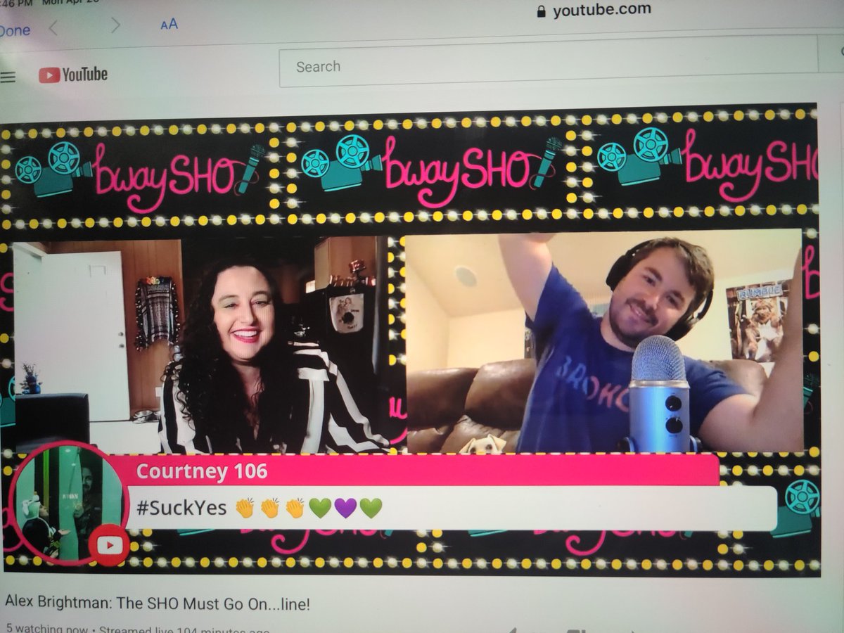 CournteyO's tweet photo. #SuckYes yayy I came up on the screen and at the right moment haha this was soo much fun thank you soo much to you both!!! Everytime he dose the voice it's like hearing #ThatBeautifulSound @BwaySHO @ABrightMonster #HeyGuysLoveYouGuys https://t.co/ZD5qxcqZl6